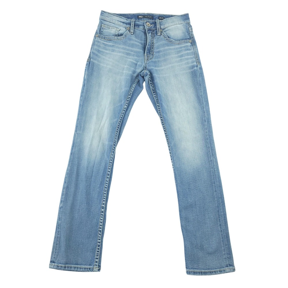 BKE Jake Straight Jeans Mens 30x32 Blue Light Wash Stretch Denim Pants Casual